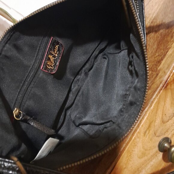 Black Leather Elliott Lucca Double Strap Minimalist  Rectangle Shoulder Bag - Picture 3 of 12